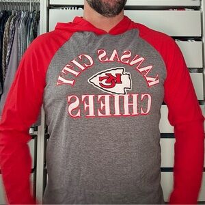 Kansas City Chiefs Red and Gray Hooded Long Sleeve Shirt